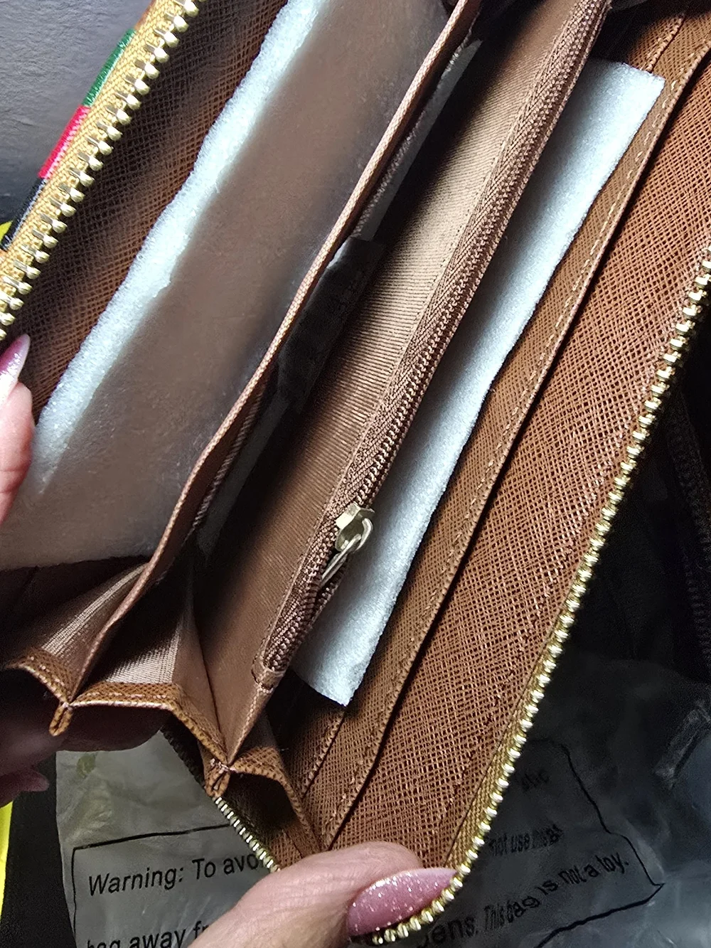 Brown Croc-Embossed Satchel with Bee Accent